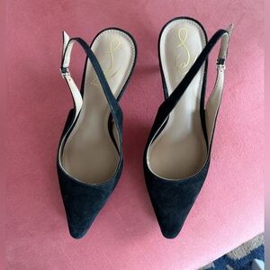 Sam Edelman Bianca sling black velvet Slingback Heels size 8 womens nwot